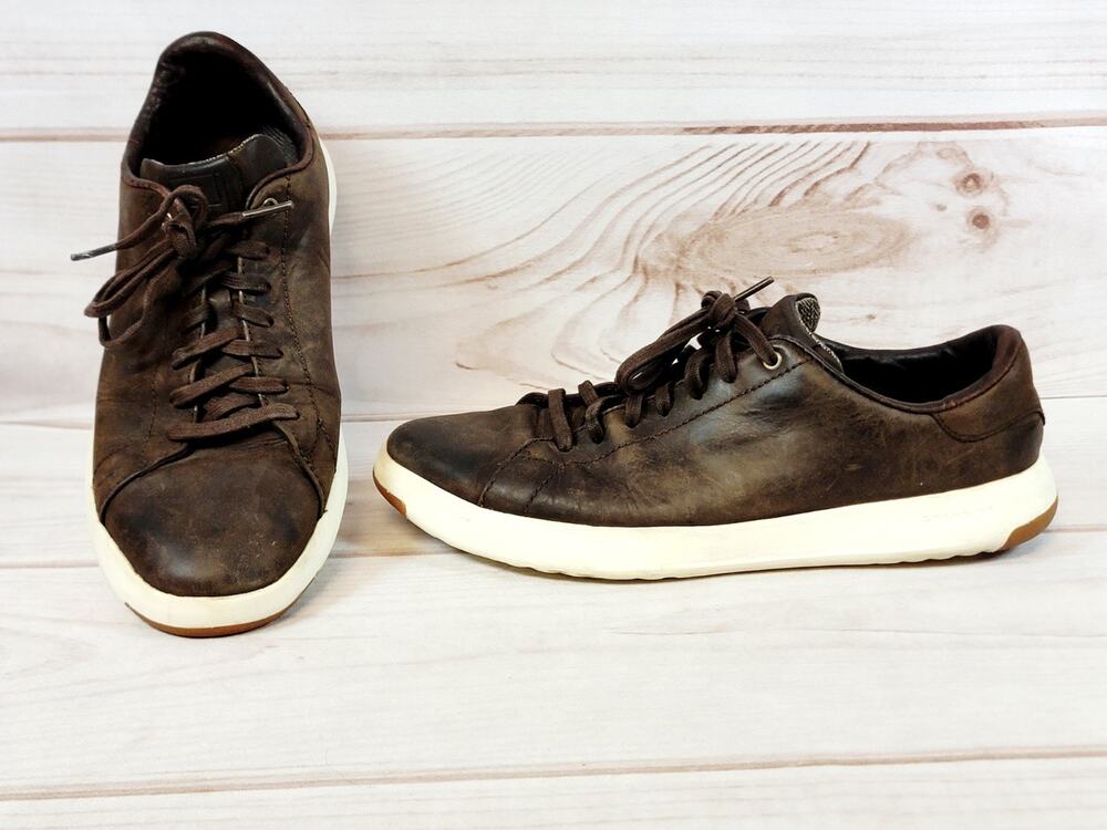 Cole Haan Mens GrandPro Tennis Sneakers Brown Leather C26535 Size 9